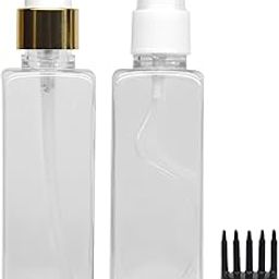 Mclear 2 Rectangular Shape Bottle Durable Refillable Containers With 1 Pump Bottles Dispenser, 1 Spray Atomizer And Root Comb Applicator, For Perfume, Liquids, Shampoo, Body Soap, Lotion, Cream-43