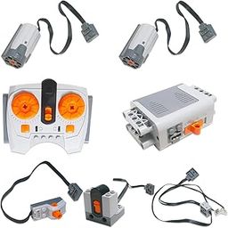 Muxierr 7Pcs Power Function Motor Set For Lego Technic - Science And Technology Power Function Kit With Motor Remote Receiver Switch Extension Wires-7
