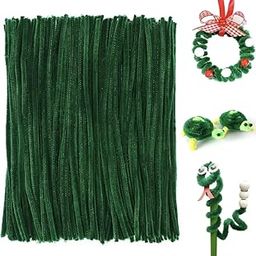 BATRICHER Chenille Stems Pipe Cleaners for Flower Making for Craft Projects and Decorations (Dark Green Color, 100pc Pack)-83