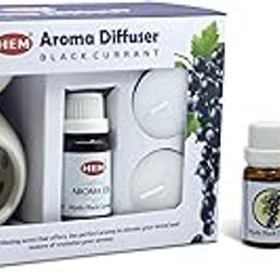HEM Ceramic Oil Burner Gift Set | Ceramic Diffuser with Black Currant Aroma Oil & 2 Tealight Candles | Perfect for Home Fragrance, Relaxation, and Gifting | Black Currant Oil (10ml)-4