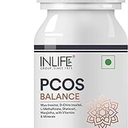 INLIFE PCOS Supplements for Women | PCOS Balance Capsule | Myo Inositol D Chiro Inositol Shatavari Manjistha Vitamins Minerals -60 Vegetarian Capsules (Pack of 1, 60)-27