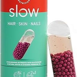 Wellbeing Nutrition Slow Skin Hair and Nails Capsules for Women & Men 10,000mcg Biotin, Keratin, Vit C, Glutathione, HLA, Primrose Oil | Glowing Skin, Strong Hair & Nails, DHT blocker, 60 Capsules-5