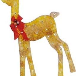LICHTS®Christmas Deer Yard Ornament with Red Bows Glowing for Outside Garden Home Small|1 Christmas Lighted Reindeer|Home & Garden-image-57