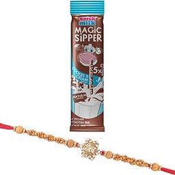 Quick Milk Magic Sipper Straw with Designer Premium Veera Rakhi | Rakhi Gift For Brother | Magic Sipper Straw | 07-image-65