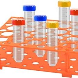 LSVERDE 2 Pack Test Tube Rack,100 Holes Orange Detachable Plastic Centrifuge Tube Holder for 10ml/15ml/50ml-14