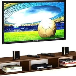 Dime Store Wooden Wall Mounted Floating TV Stand/TV Entertainment Unit/TV Cabinet with Rack for Set Top Box & Decorative Objects/TV Stand for Living Room (Brown, 32x5x8 inch)-1