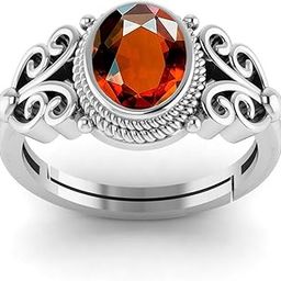 13.25 Ratti /12.50 Carat Natural Gomed/Garnet Gemstone Rashi Ratan Gold Plated Adjustable Ring For Women And Men -3.25 Ratti -13.25 (Silver Plated, 13.25 Ratti)-image-86