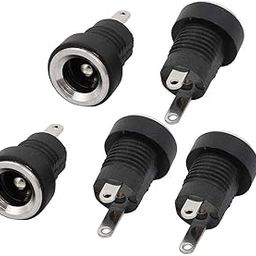 CentIoT - 5PCS DC Power Supply Jack Socket Male Connector - Round Panel Chasis Mount 12V 3A (2.1 x 5.5mm)-30