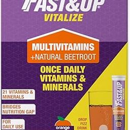 Fast&Up Vitalize - Immunity Essential Multivitamin For Men & Women (60 Effervescent Tablets, Orange Flavor) - 21 Vital Vitamins & Minerals with Vitamin C, D & Zinc For Daily Health & Immunity-20