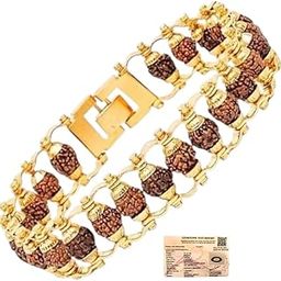 Lab Certified Mahadev Gold Plated Nepali Rudraksha Bracelet for Men and Women | Natural 5 Mukhi Rudraksha Beads | Meditation & Yoga | Attracts Positive Energy & Success | Energized Spiritual Healing Bracelet | Best Gift-image-83