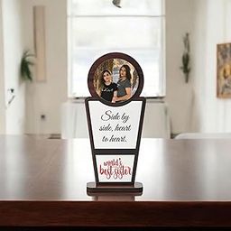 GKD Best Sister Personalized Wooden Trophy – Custom Photo Printed Memento Gift for Sister, Birthday, Rakhi, Bhai Dooj, Wooden Desk Decor, Sibling Love Gift (8x4 inches Best Sister)-image-39