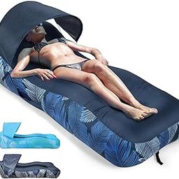 Zorzel Inflatable Lounger Air Sofa, with Sun-Shade Tent, Inflatable Beach Bed with Pillow, Waterproof Inflatable Couch Camping Chair Hammock for Hiking Backyard Lakeside Travel Beach Park Picnics-image-62