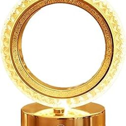 BTfash Crystal Table Lamp Round Cordless Luxury | Diamond Nightstand | Starry Night Light | Table Light Bedroom, Living Room, Party Decor (Round-22