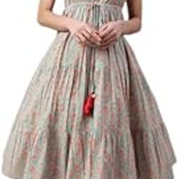 Cotton Floral Block Print Tiered Midi Dress-image-38