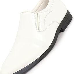 Men's Patent Leather Party Formal Textured Strip Slip On Shoes-image-1