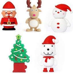 Christmas USB Flash Drive 5 Pack 32GB, Leizhan Cute Thumb Drive Thanksgiving Gift Memory Stick Santa Claus, Christmas Tree, Elk, Snowman, Dog New Year Gift U Drive-image-74
