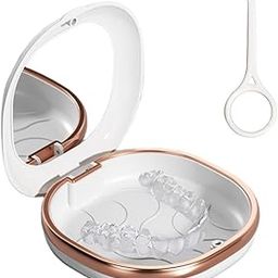 Retainer Case, Denture Box With Mirror And Retainer Removal Tool, Slim Night Mouth Guard Case, Portable Magnetic Switch Aligner Case (White)-4