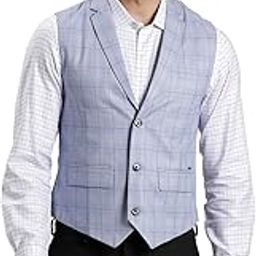 Men Terry Rayon Self Design Slim Fit Light Blue Waist Coat-image-22
