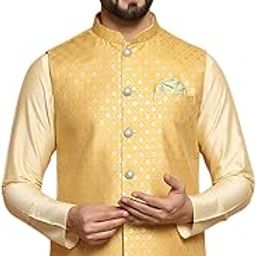 Men's Ethnic Wear Regular Fit Embellished Cotton Nehru Jacket-picture-25