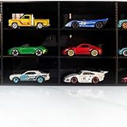Oak & Fab 12-Slot Acrylic Display Shelf for Hot Wheels Tabletop Black Organizer for 1:64 Diecast Cars, Mini Toy Vehicles & Action Figures Open-Front Showcase Stand-1