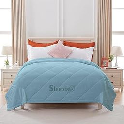 SLEEPINO King Size Comforter for Mild Winter 92x106 Inch | Microfiber 150-GSM Comforter Breathable Dohar/Rajai/Blanket/Duvet/Quilt - (King Size-Sky Blue)-image-26