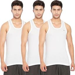 100% Cotton Men Sleeveless Round Neck Vest - Modern White Baniyan for Men, Pack of 3-image-36