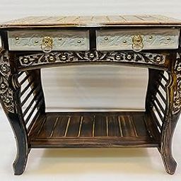 musa kazim Wooden Stool/Bedside Table/for Bedroom & Living Room/Sofa Side Table/Double Drawers Storage/End Table/Standard Size / (White/Brown)-4