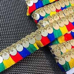 Aanya Laces Border for Women's Dresses, Dupatta, Bridal Dresses, Saree, Skirt, Lehengas, Palazzo, Anarkali Suits, Blouses, Craft and Home Decor (9 Mtrs, Multicolour)-14