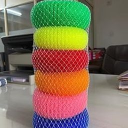 R flame Nylon Bath Scrubber Sponge Pouf Body Scrubber| Bathing Round Loofah For Men And Women| Plastic Juna Loofah/Scrub | Set Of 6 | Multicolour Pack Of 6 Pieces-0