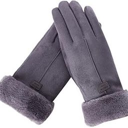 Soft Suede and Faux Fur Cute Embroidery Winter Thermal Warm Gloves Mittens Winter Accessories Hand Arm Warmer Gloves for Women-image-21