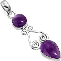 925 Sterling Silver Handmade Pendant for Women 2 Gemstone Fashion Jewelry for Gift (99594_P)-image-74