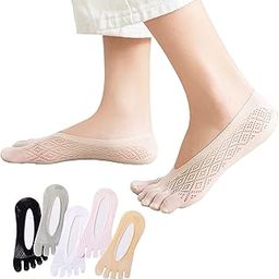 Qauxbul 5 Pairs Sock Align Toe Socks for Bunion, Orthopedic Compression Toe Sock Women, No Show Low Cut Five Finger Socks (Toe Socks-A)-image-9