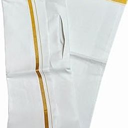Star Cotton Sticking-DHOTHY, with Pocket, Size-Adjustable, 2 Meters, 1 Pc, Ivory-White-picture-24