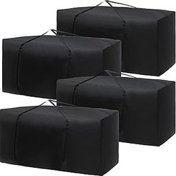 Silkfly 4 Pcs Patio Cushion Storage Bags 48" L x 15" W x 22" H Outdoor Cushion Storage Bag Extra Large Zippered Furniture Pillow Protective Storage Bag Black 420D Oxford Fabric Christmas Tree Storage-image-1