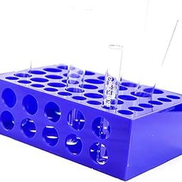 Labworld Test Tube Stand Holder plastic 48 holes multipurpose for 12x125mm,16x150mm,18x150mm,etc size test tubes glassware labware blue chemistry lab experiment-13