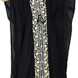 Women's Rayon Long Kaftan Maxi Cover Up Summer Dress Night Dress Kimono Style Kaftan (Black, Free Size)-15