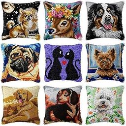 CARTNOVA‚Create Adorable Cat & Dog Latch Hook Pillow Kits: Easy DIY Embroidery for Handmade Home Decor-image-29