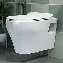 Plantex Commode for Toilet/Ceramic Western Commode/Wall Hanging Toilet with Soft Close Seat Cover - P Trap (White)-image-8