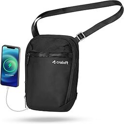 Sling Bag for Men and Women, Small Crossbody Passport Travel Chest Bag with USB Port, Small Side Bag for Daily Office Use (S7, Black, Premium Polyester)-image-43