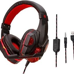 MERISHOPP Wired Head-Mounted Gaming Headset with Mic and Led Light Black Red|Computers/Tablets & Networking | Laptop & Desktop Accessories | Headsets-14