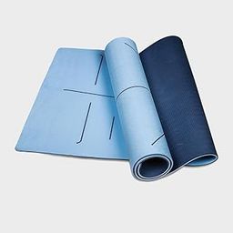 MeFree TPE Yoga Mat 6mm Thick - Sky Blue + Light Blue | Non-Slip, Eco-Friendly Exercise Mat for Yoga, Pilates, & Fitness Workouts | Lightweight & Comfortable Cushioning-image-1