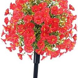 UJEAVETTE Garden Artificial Flower Stake Practical Reusable Gift for Lawn Pathway Yard Red-image-96
