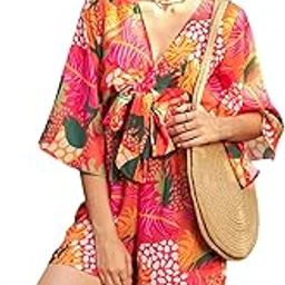 Orange Floral Front Tie Knot Playsuit-picture-28