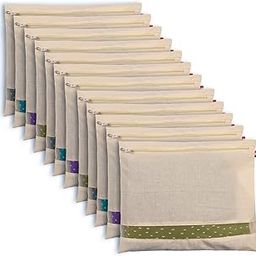 ELMVIA Cotton Saree Bags/Covers For Storage Big Size Single (16 X 14 Inches) With Zip Closure For Clothes Bags And Wardrobe Organizer With Transparent Mesh Window, Beige (12)-image-82