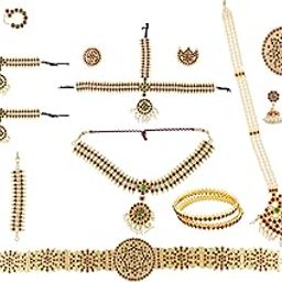 Golden Copper Bharatanatyam Dance Complete Jewellery Set for Women-image-1