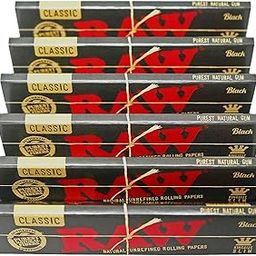 RAW Classic Black King Size Slim Natural Unrefined Ultra Thin 110mm Rolling Papers (6 Packs)-16