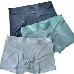 Men's Underwear Ice Silk Seamless Boxer Briefs Breathable Ultra-Soft Panties Antibacterial Multicolor Free Size (XL, 2)-23
