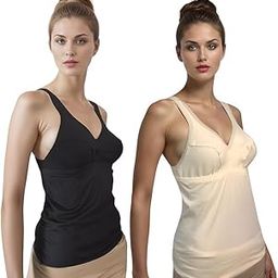 Women's non Padded Camisole Tank Top – Built-in Bra, Sleeveless, Stretchable & Soft – Casual Innerwear for Daily, Wear (Pack of 2)-picture-11
