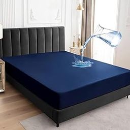 Waterproof Mattress Protector with Zipper Chain,with 8 Inch Drop,Zippered Mattress Encasement, Bed Cover, Six-Sided Waterproof Mattress Protector with Zip (Double_78x48_8, Navy Blue)-image-78
