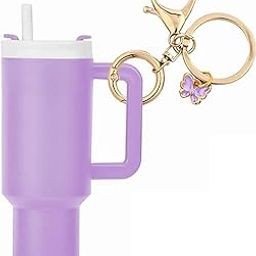 Mini Stanley Cup Keychain for Women | Bag Charms | Detachable Lid & Lip Balm Holder | Cute Lavender Tumbler Charm for Purses, Backpacks | Valentine's/Christmas Gift Accessories-46